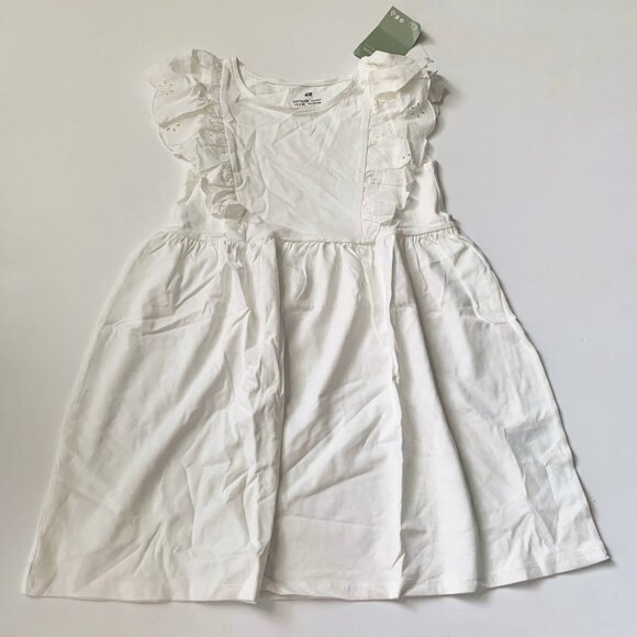 NWT H&M girl eyelet flutter sleeve dress 6-8 years - Picture 1 of 8